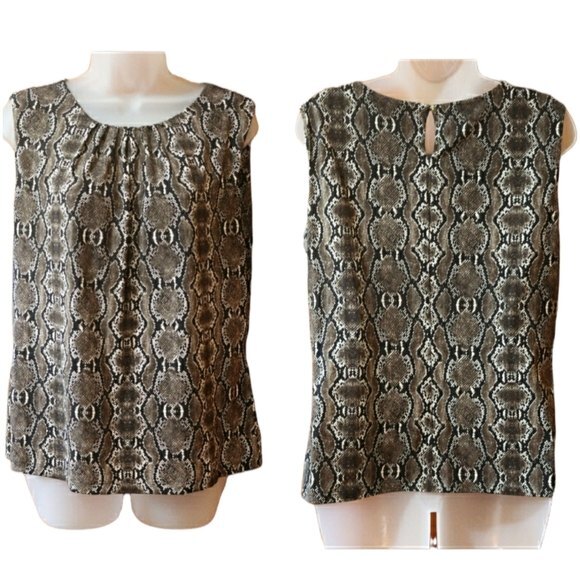 Calvin Klein Snake Print  Animal Print Sleeveless Key Hole Top LG - Picture 1 of 8